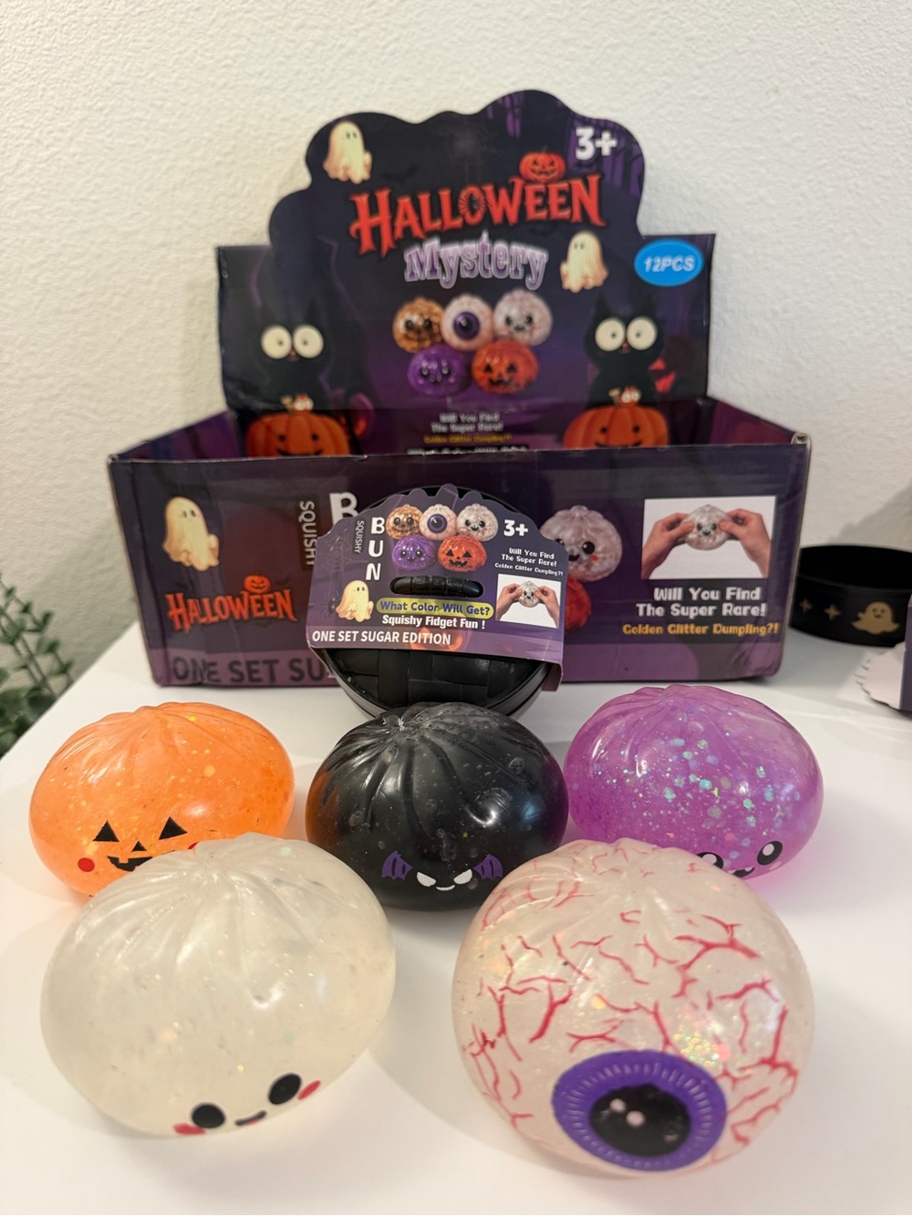 Halloween Squishy Fidget 12 Pack by — Orange, Black, Purple, White